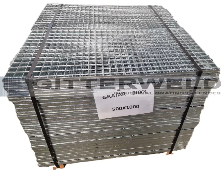 Grătar metalic zincat SP 500×1000 mm, platbandă 30×3 mm